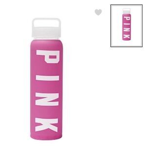 Pink glass water bottle